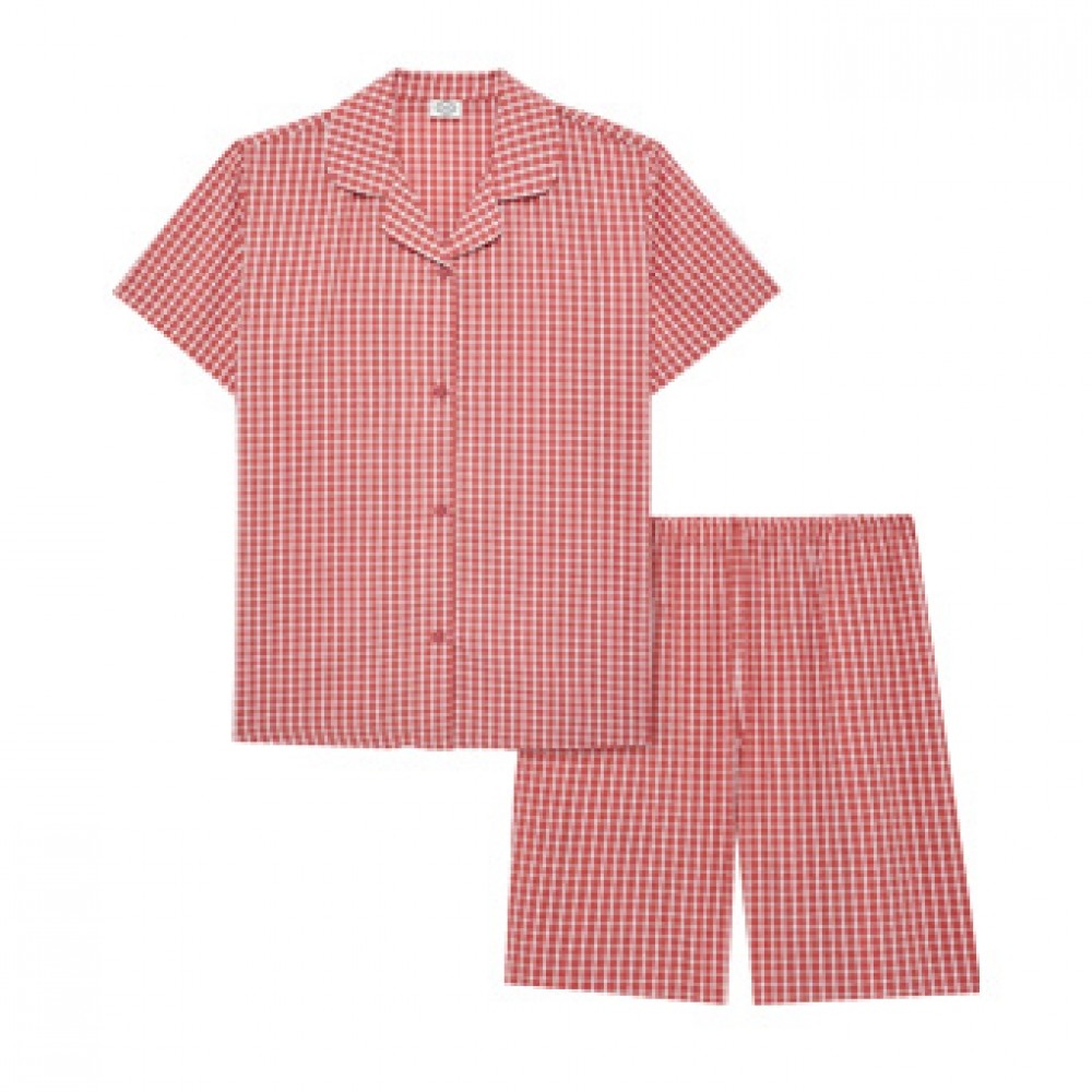 여)반팔선염체크파자마#K12